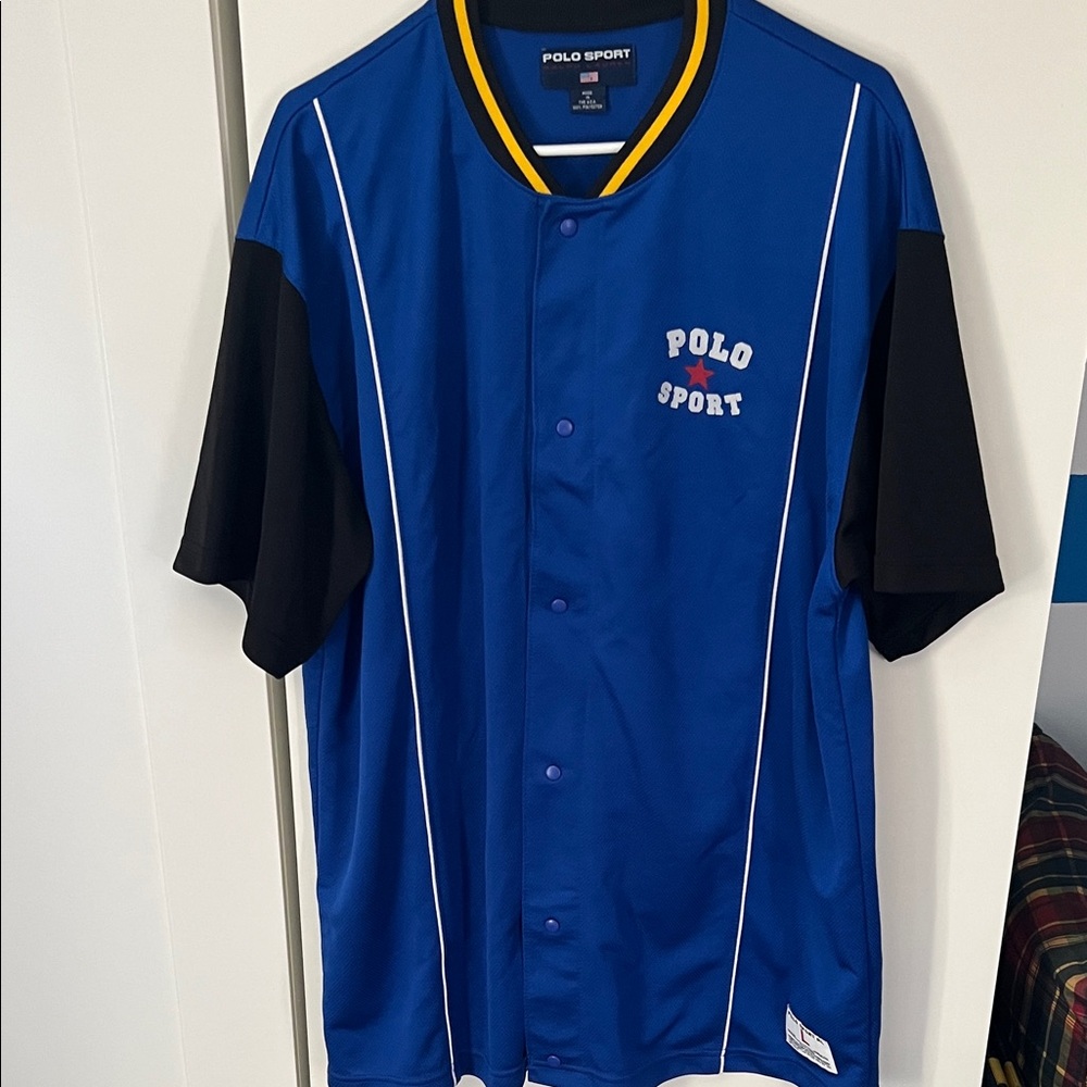 Loose fit Polo Sport by Polo Ralph Lauren Blue and Black Jersey sz Large